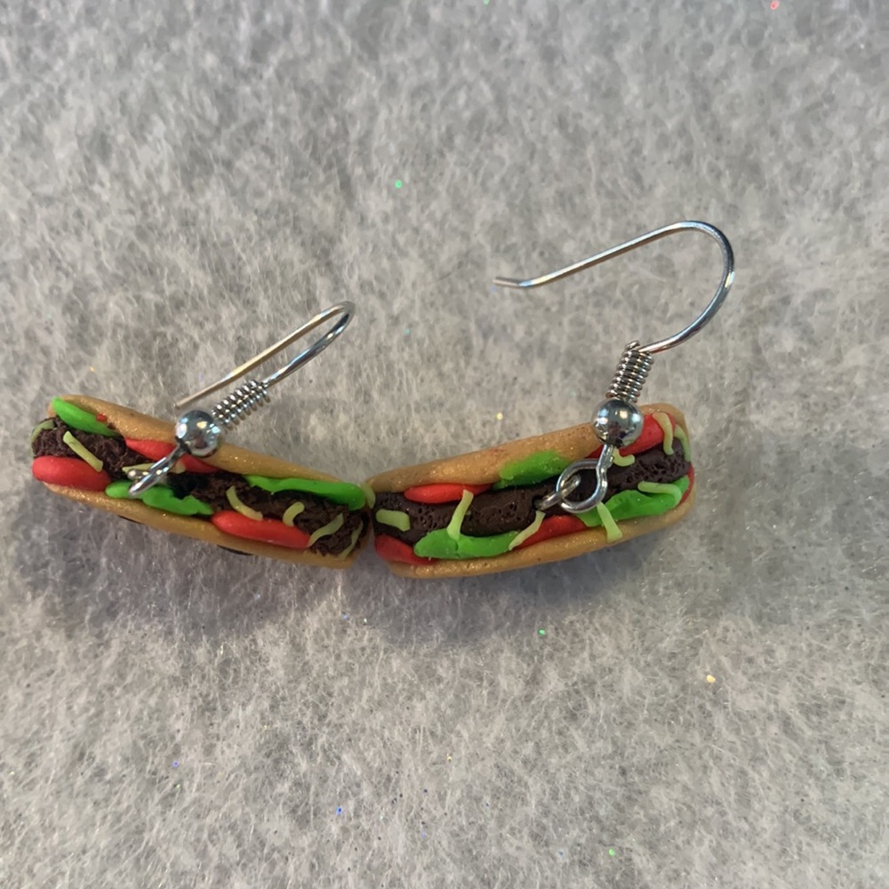 Handmade Taco Polymer Clay Earrings. - Picture 3 of 5